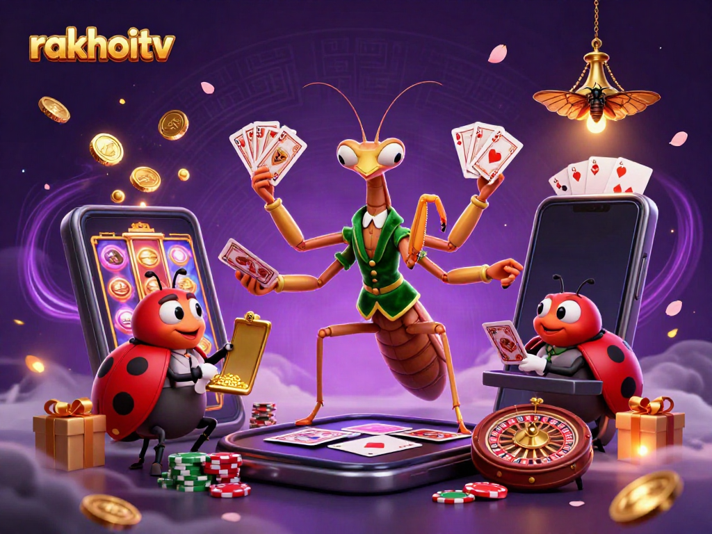 Experience exciting gameplay with rakhoitv's vibrant illustration of online casino fun and action.