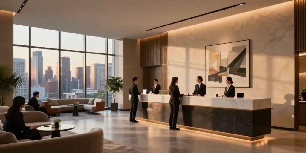 rokok88 alternatif hotel lobby with elegant design and welcoming atmosphere