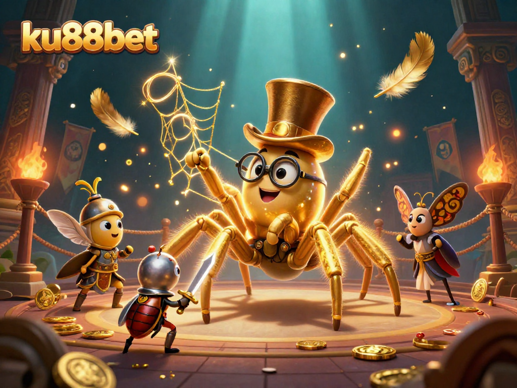 ku88bet showcases a dynamic casino scene with detailed characters and gaming elements for an engaging experience.