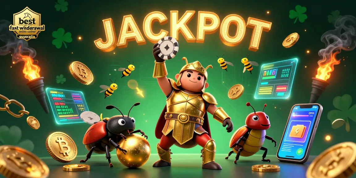Engaging scene depicting the best fast withdrawal online casino australia with vibrant 3D characters celebrating a jackpot.